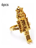 Paquete 6 Anillos Dorados para Servilletas de Navidad
